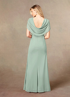 Azazie Luisa Mother of the Bride Dresses Agave Mermaid V-Neck Pleated Mesh Dress image2