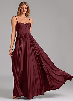 Azazie Tyla Brautjungfernkleider A-Linie Herzausschnitt Stretch-Satin Kleid Cabernetrot image5