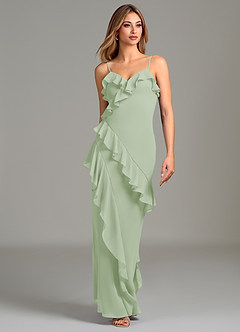 Azazie Danny Bridesmaid Dresses Dusty Sage Mermaid Ruched Chiffon Dress image4