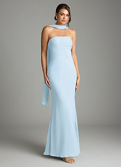 Azazie Saylor Brudtärnklänningar Klä av Sjöjungfru i Chiffong Axelbandslös Himmelsblå image1