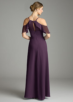 Azazie Dakota Bridesmaid Dresses Plum A-Line V-Neck Pleated Chiffon Dress image6