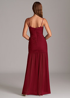 Azazie Aimie Bridesmaid Dresses Burgundy Mermaid Mesh Dress image6