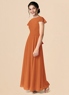 Azazie Payton Cinnamon A-Line Bow Chiffon Dress image5