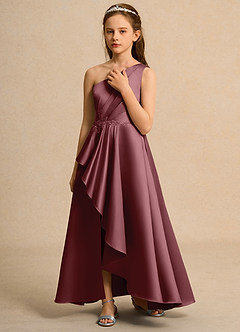 Azazie Taffy Junior Formal Flower Girl Klänningar Klä A-Line i Matt satäng Spets image5