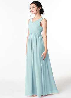 Azazie Sawyer Junior Sea Glass A-Line Pleated Chiffon Dress image4