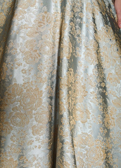 Azazie New Britain Essayer des robes à la maison Robe Trapèze en Jacquard Plissée Bleu Vintage image10