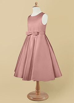 Azazie Coco Flower Girl Dresses Rose Gold A-Line Bow Matte Satin Dress image7