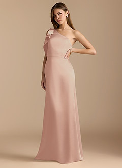 Azazie Rinna Bridesmaid Dresses English Rose Mermaid Ruched Metallic Satin Dress image4