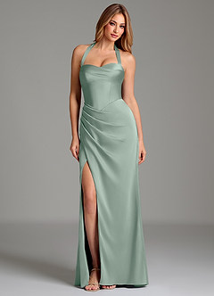 Azazie Serenity Bridesmaid Dresses Agave Mermaid Sweetheart Neckline Stretch Satin Dress image3