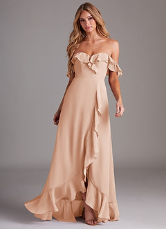 Azazie Lyra Robes de demoiselle d'honneur Robe Trapèze Convertible en Mousseline de soie Rose Perle image4