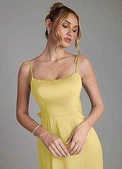 Azazie Zherra Bridesmaid Dresses Canary Mermaid Bow Stretch Satin Dress image3