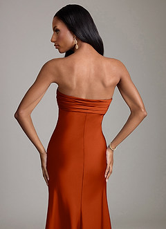 Azazie Saylor Brudtärnklänningar Klä av Sjöjungfru i Stretch Satin Axelbandslös Paprika image6