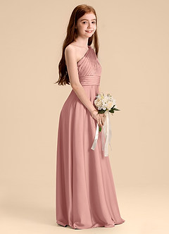 Azazie Charlize Junior Robe Trapèze en Satin extensible Plissée Rosette image5