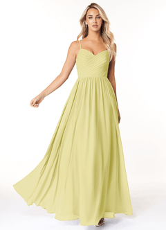 Azazie Lisbon Bridesmaid Dresses Lemon Sorbet A-Line Sweetheart Neckline Chiffon Dress image3