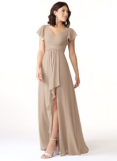 Azazie Omari Bridesmaid Dresses Taupe A-Line Chiffon Dress image7