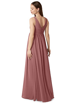 Azazie Yetta Maternity Bridesmaid Dresses A-Line V-Neck Gathered Chiffon Floor-Length Dress image5