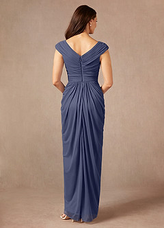 Azazie Lisolette Mother of the Bride Dresses Stormy Sheath Pleated Mesh Dress image2