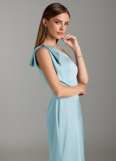 Azazie Rinna Brautjungfernkleider Meerjungfrau-Linie Gestreift Stretch-Satin Kleid Himmelblau image6