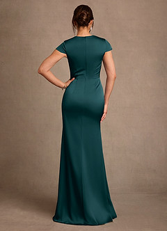 Azazie Rilda 신부의 어머니 드레스 쉬스 레이스 스트레치 새틴 플로어 길이 드레스 image3