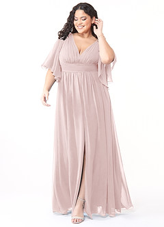 Azazie Temeka Bridesmaid Dresses Blushing Pink A-Line Ruched Chiffon Dress image7