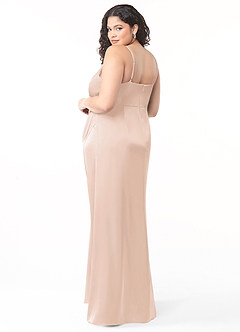 Azazie Maci Bridesmaid Dresses Blushing Pink A-Line V-Neck Pleated Stretch Satin Dress image8