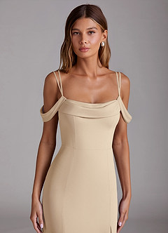 Azazie Callan Bridesmaid Dresses Champagne Mermaid Pleated Chiffon Convertible Dress image4