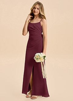 Azazie Amelia Junior Cabernet Mermaid Pleated Chiffon Dress image4