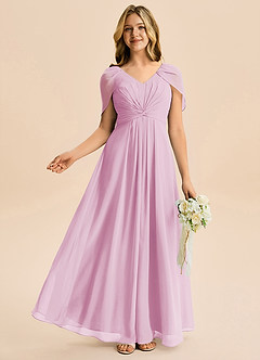 Azazie Emma Junior Linia A Pofałdowany Szyfon Długość podłogi Młodsza druhna Sukienka image5