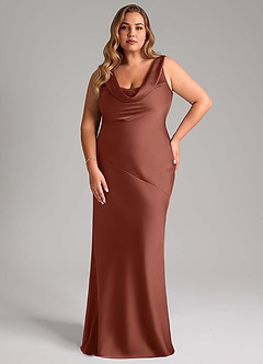 Azazie Rylina Bridesmaid Dresses Auburn Mermaid Stretch Satin Dress image7