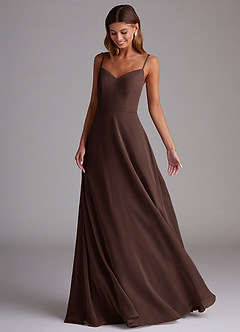 Azazie Marley Brautjungfernkleider Wandelbar A-Linie Schulterfrei Chiffon Kleid Ganache image5