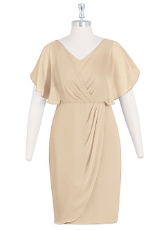 Azazie Julia Mother of the Bride Dresses Champagne Sheath V-Neck Pleated Chiffon Dress image6