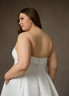 Azazie Junessa Suknie ślubne Linia A Bez ramiączek Satyna Pociąg Kapliczny Sukienka image9