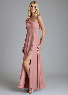 Azazie Naiyah Final Sale Sky Blue A-Line One Shoulder Chiffon Dress image4