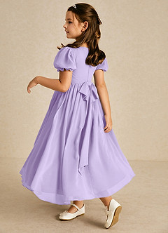 Azazie Joss vestidos de niña de las flores Vestido de Lila de Gasa de Corte En A con Con mangas image2