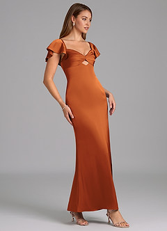 Azazie Demia 신부 들러리 드레스 쉬스 스윗하트 네크라인 스트레치 새틴 발목 길이 드레스 image3