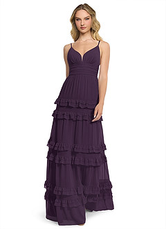 Azazie Rachel Bridesmaid Dresses Plum A-Line Chiffon Dress image1