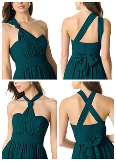 Azazie Olani Bridesmaid Dresses Pine A-Line Off the Shoulder Chiffon Convertible Dress image7