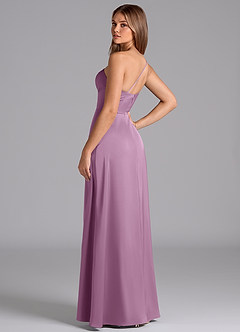 Azazie Trina Robes de demoiselle d'honneur Robe Trapèze en Satin extensible Ue épaule Glycine image6