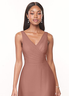 Azazie Nala Bridesmaid Dresses Cedar Rose A-Line Pleated Chiffon Dress image4
