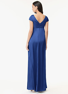 Azazie Allessia Maternity Bridesmaid Dresses A-Line Pleated Stretch Satin Floor-Length Dress image2