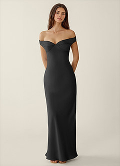 Gwendonme Black Satin Crystal Linen Prom Dress image4