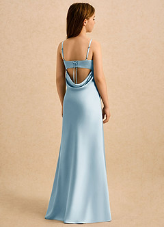 Azazie Mirabella Girls Formal Flower Girl Dresses Sky Blue Sheath Sweetheart Neckline Stretch Satin Dress image1