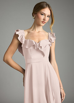Azazie Lyra Bridesmaid Dresses Blushing Pink A-Line Off the Shoulder Stretch Satin Convertible Dress image2
