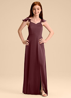 Azazie Everett Junior Vestido de Sangrado de Satén Elástico de Corte en A con Lazo image7