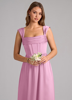 Azazie Hattie Bridesmaid Dresses Candy Pink A-Line Corset Stretch Satin Dress image6