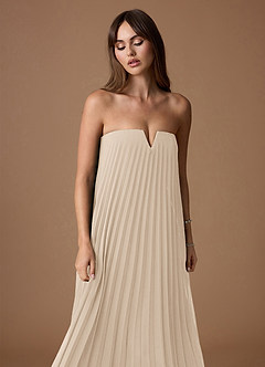 Nahla Cream Allover Pleated Maxi Dress image7