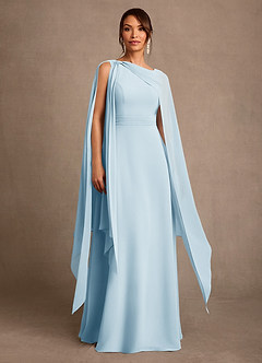 Azazie Liddie vestidos de madre de la novia Vestido de Azul Cielo de Gasa de Corte en A con Plisado image1