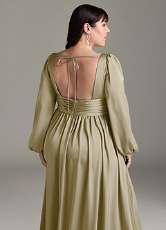 Azazie Norah Bridesmaid Dresses Moss Green A-Line Stretch Satin Dress image13