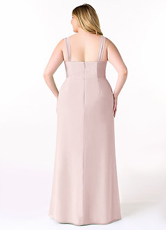 Azazie Denice Robes de demoiselle d'honneur Robe Fourreau en Mousseline de soie Plissé Rose Pâle image10