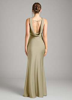 Azazie Rylina Bridesmaid Dresses Moss Green Mermaid Stretch Satin Dress image2
